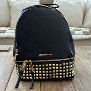 MICHAEL Michael Kors Black MD PYR STUD Leather Backpack w/dustbag NWT